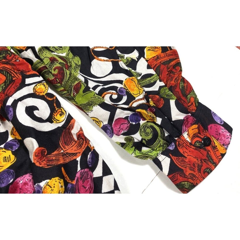 Vintage 80s Catch One Oversized Shirt Medium NOS New Old Stock Colorful Print - Picture 4 of 5